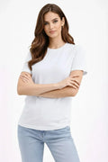 Bisiklet Yaka Tişört Regular Kalıp Basic Pamuklu Günlük Kullanım T-shirt - Beyaz (184268)
