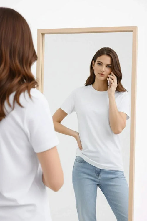 Bisiklet Yaka Tişört Regular Kalıp Basic Pamuklu Günlük Kullanım T-shirt - Beyaz (184268)