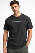 Erkek Wafıl Kumaş Tişört Regular Kalıp Bisiklet Yaka Baskılı Günlük Basic T-Shirt - Siyah (184305)