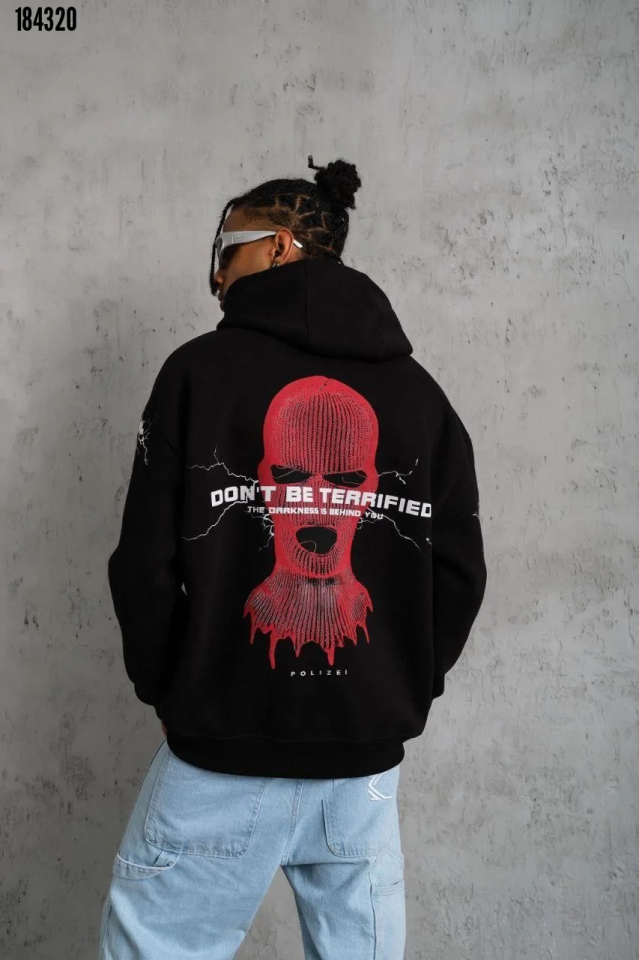 Erkek Oversize Kapüşonlu Sweatshirt Siyah
