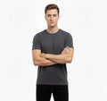 Erkek T-Shirt Bisiklet Yaka Slim Fit Dar Kesim Likralı Tişört Günlük Basic Body - Füme (184422)