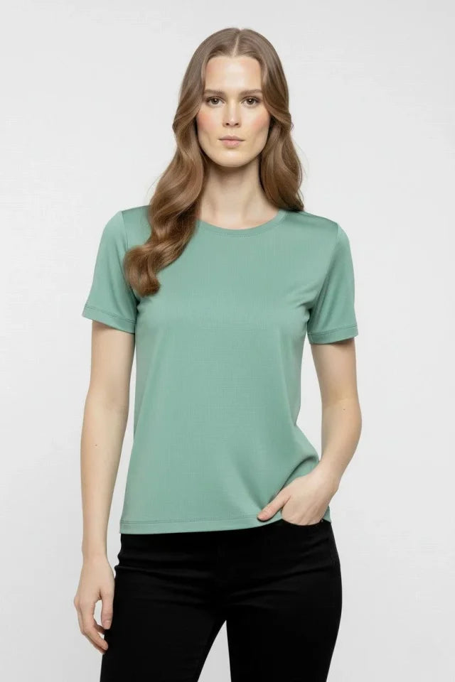 T-Shirt Bisiklet Yaka Slim Fit Likralı Tişört Günlük Basic Body - Mint Yeşili (184443)