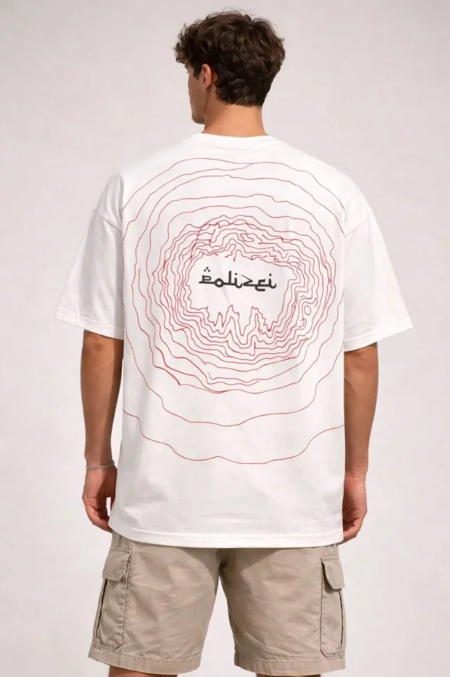 Erkek Bisiklet Yaka Baskılı Kısa Kollu Tişört Streetwear Günlük Basic Pamuklu T-shirt - Beyaz (184608)
