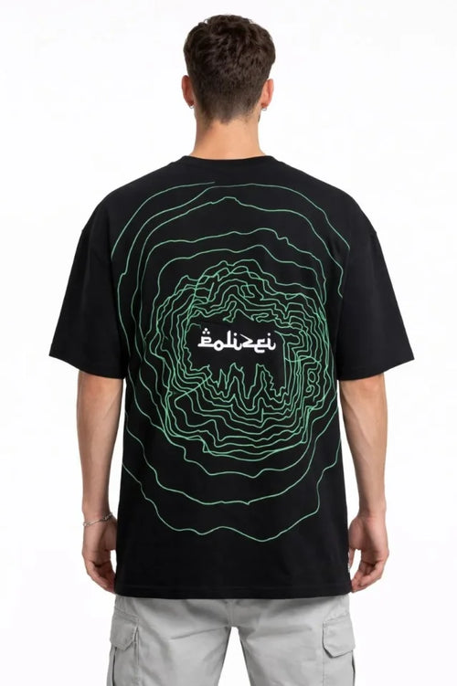 Erkek Bisiklet Yaka Baskılı Kısa Kollu Tişört Streetwear Günlük Basic Pamuklu T-shirt - Siyah (184609)