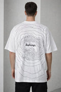Erkek Bisiklet Yaka Baskılı Kısa Kollu Tişört Streetwear Günlük Basic Pamuklu T-shirt - Beyaz (184610)