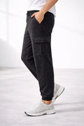 Erkek Jogger Eşofman Altı Regular Fit , Kargo Cepli, Lastikli Paça, Günlük Spor Pantolon - Füme (184955)