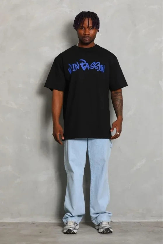 Erkek Baskılı T-Shirt Kısa Kol Bisiklet Yaka Regular Fit Rahat Kalıp Günlük Tişört - Siyah (185464)