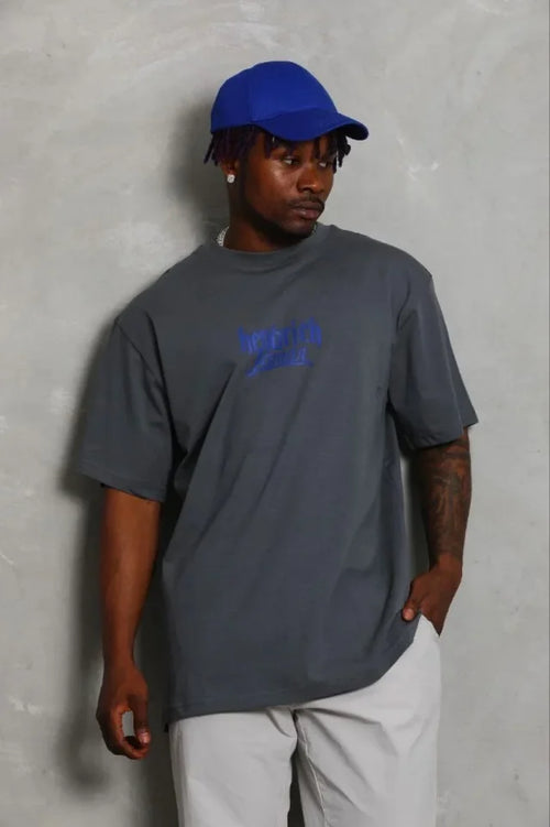 Erkek Baskılı T-Shirt Kısa Kol Bisiklet Yaka Regular Fit Rahat Kalıp Günlük Tişört - Füme (185469)