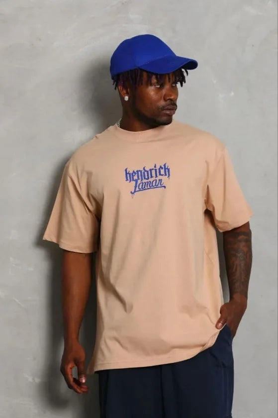 Erkek Baskılı T-Shirt Kısa Kol Bisiklet Yaka Regular Fit Rahat Kalıp Günlük Tişört - Bej (185471)