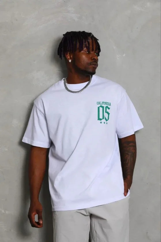 Erkek Baskılı T-Shirt Kısa Kol Bisiklet Yaka Regular Fit Rahat Kalıp Günlük Tişört - Beyaz (185475)