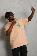 Erkek Baskılı T-Shirt Kısa Kol Bisiklet Yaka Regular Fit Rahat Kalıp Günlük Tişört - Bej (185477)