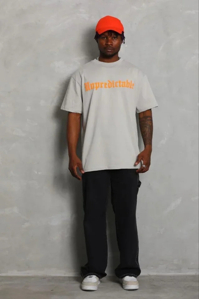 Erkek Baskılı T-Shirt Kısa Kol Bisiklet Yaka Regular Fit Rahat Kalıp Günlük Tişört - Gri (185481)