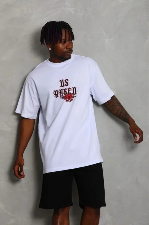 Erkek Baskılı T-Shirt Kısa Kol Bisiklet Yaka Regular Fit Rahat Kalıp Günlük Tişört - Beyaz (185491)