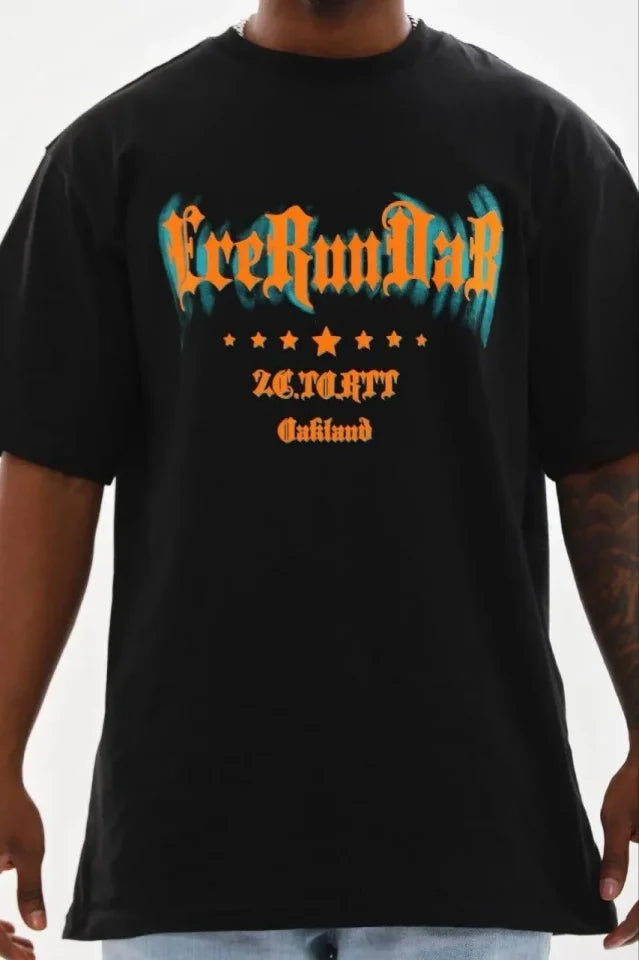 Erkek Baskılı T-Shirt Kısa Kol Bisiklet Yaka Regular Fit Rahat Kalıp Günlük Tişört - Siyah (185498)