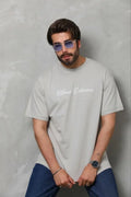 Erkek Baskılı T-Shirt Kısa Kol Bisiklet Yaka Regular Fit Rahat Kalıp Günlük Tişört - Gri (185505)