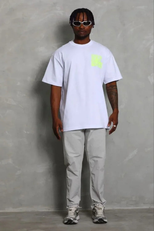 Erkek Baskılı T-Shirt Kısa Kol Bisiklet Yaka Regular Fit Rahat Kalıp Günlük Tişört - Beyaz (185512)