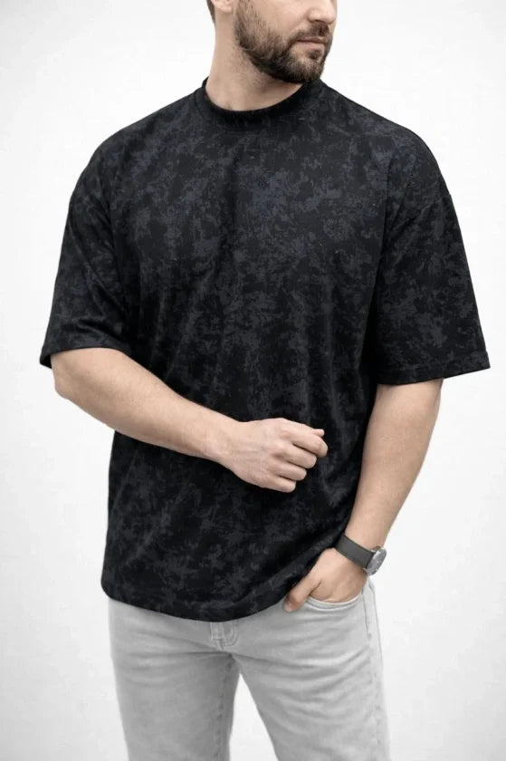 Erkek Premium Tişört OSY Yumuşak Dokulu Yıkamalı Oversize T-Shirt - Siyah (186163)