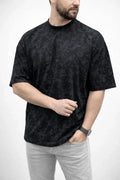 Erkek Premium Tişört OSY Yumuşak Dokulu Yıkamalı Oversize T-Shirt - Siyah (186163)