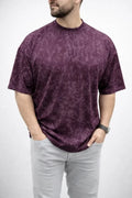 Erkek Premium Tişört OSY Yumuşak Dokulu Yıkamalı Oversize T-Shirt - Bordo (186164)