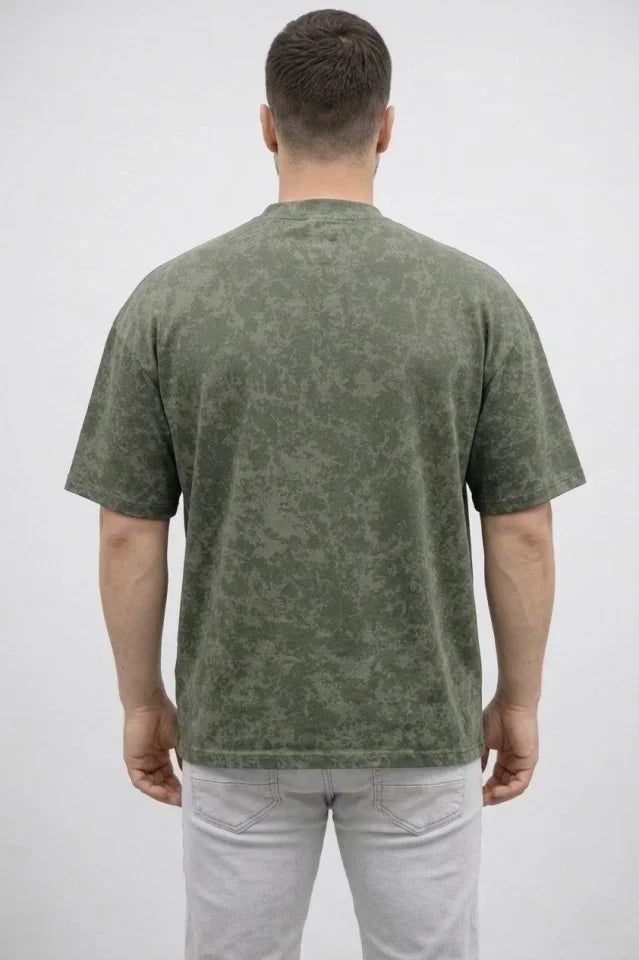 Erkek Premium Tişört OSY Yumuşak Dokulu Yıkamalı Oversize T-Shirt - Haki (186165)