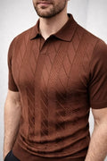 Erkek Yazlık Triko Dokuma Tişört Kısa Kol Polo Yaka T-Shirt - Kahverengi (186204)