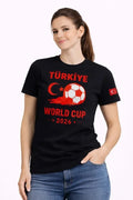 Türkiye World Cup 2026 Baskılı Tişört Futbol Temalı Forma T-Shirt - Siyah (186738)