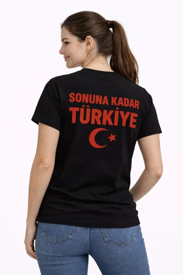 TÜRKİYE Ay Yıldız Baskılı Taraftar Forma T-Shirt - Siyah (186740)