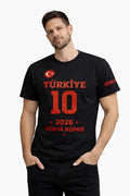 Erkek TÜRKİYE Baskılı Tişört 2026 Dünya Kupası Taraftar Forma T-Shirt - Siyah (186838)