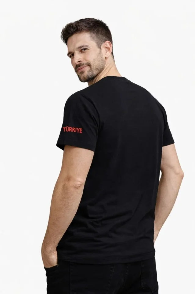 Erkek TÜRKİYE Baskılı Tişört 2026 Dünya Kupası Taraftar Forma T-Shirt - Siyah (186838)