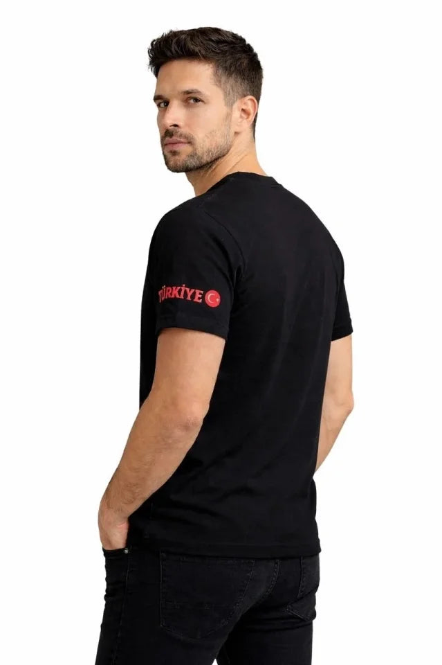 Erkek TÜRKİYE Ay Yıldız Baskılı 10 Numara Forma Tişört Taraftar T-Shirt - Siyah (186843)