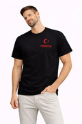 Erkek TÜRKİYE Ay Yıldız Baskılı Taraftar Forma T-Shirt - Siyah (186845)