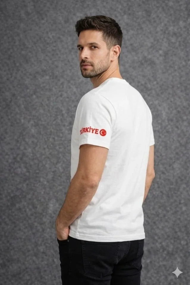 Erkek TÜRKİYE Ay Yıldız Baskılı 10 Numara Forma Tişört Taraftar T-Shirt - Beyaz (186846)