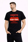 Erkek TÜRKİYE Baskılı Tişört Ay Yıldız 2026 Dünya Kupası Taraftar Forma T-Shirt - Siyah (186849)