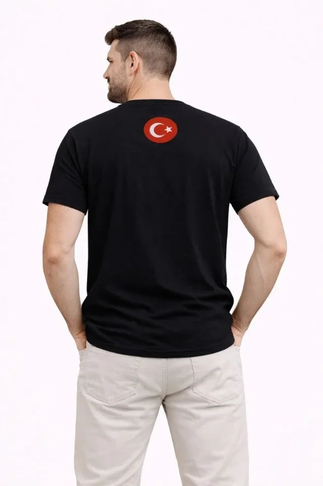 Erkek TÜRKİYE Baskılı Tişört Ay Yıldız 2026 Dünya Kupası Taraftar Forma T-Shirt - Siyah (186849)