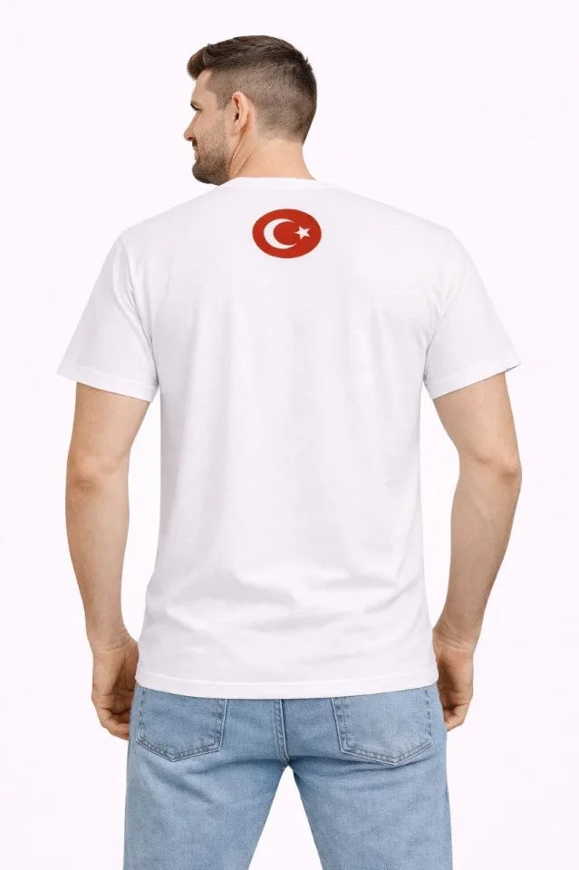 Erkek TÜRKİYE Baskılı Tişört Ay Yıldız 2026 Dünya Kupası Taraftar Forma T-Shirt - Beyaz (186850)