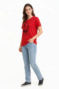 Atatürk Baskılı Tişört Kısa Kollu Bisiklet Yaka  T-Shirt - Kırmızı (187657)