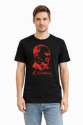 Erkek Atatürk Baskılı Tişört Kısa Kollu Bisiklet Yaka T-Shirt - Siyah (187663)