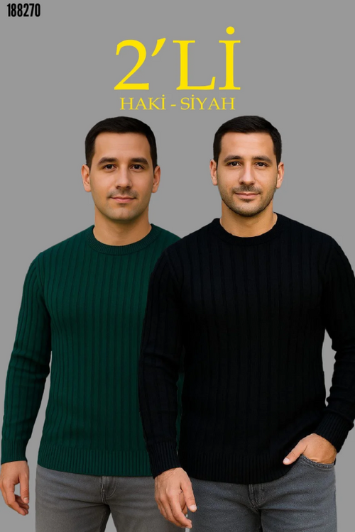Erkek Fitilli Triko Kazak 2li Set