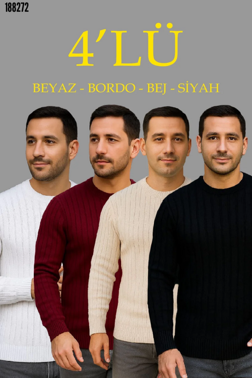Erkek Fitilli Triko Kazın Kazak 4lü Set