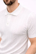 Erkek Yazlık Triko Tişört Kısa Kol Polo Yaka Düğmeli T-Shirt - Beyaz (188282)