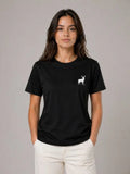 Minimal Geyik Logolu Tişört Bisiklet Yaka Kısa Kol Yazlık T-Shirt - Siyah (188741)