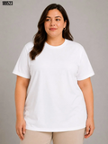 Battal Big Size Basic Tişört Bisiklet Yaka Rahat Kalıp TShirt Beyaz