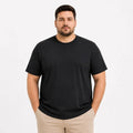 Erkek Battal Big Size Basic Tişört Bisiklet Yaka Rahat Kalıp T-Shirt - Siyah (189531)