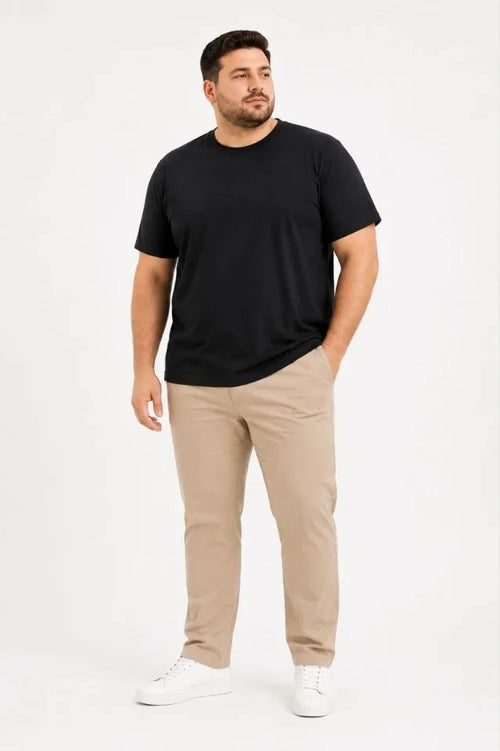 Erkek Battal Big Size Basic Tişört Bisiklet Yaka Rahat Kalıp T-Shirt - Siyah (189531)