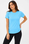 Basic Tişört Bisiklet Yaka Kısa Kol Günlük Yazlık Slim Fit T-Shirt - Turkuaz (190071)