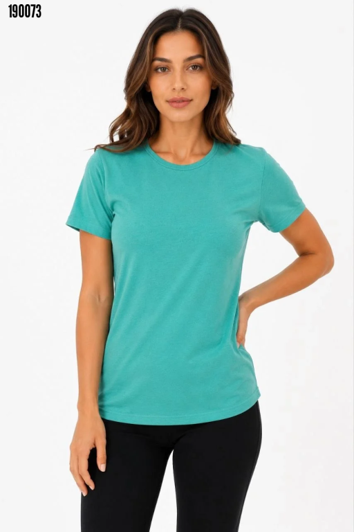 Basic Tişört Bisiklet Yaka Kısa Kol Günlük Yazlık Slim fit TShirt Su Yeşili