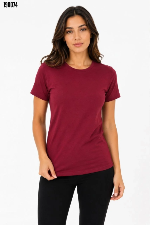Basic Tişört Bisiklet Yaka Kısa Kol Günlük Yazlık Slim fit TShirt Bordo