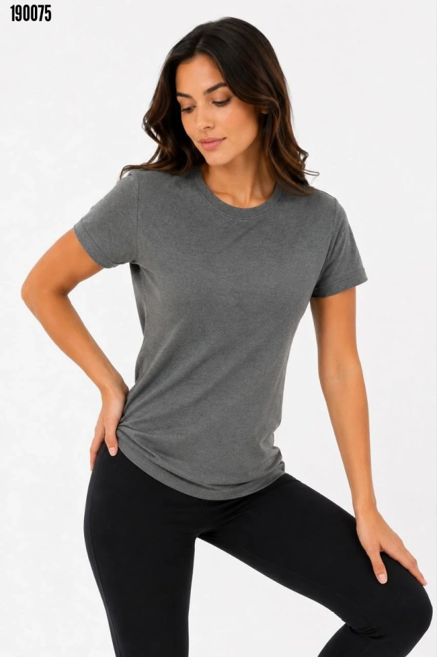 Basic Tişört Bisiklet Yaka Kısa Kol Günlük Yazlık Slim fit TShirt Antrasit