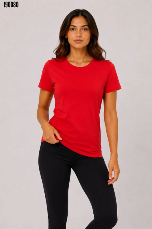Basic Tişört Bisiklet Yaka Kısa Kol Günlük Yazlık Slim fit TShirt Kırmızı