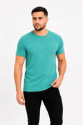 Erkek Basic Tişört Bisiklet Yaka Kısa Kol Günlük Yazlık Slim Fit T-Shirt - Su Yeşili (190090)